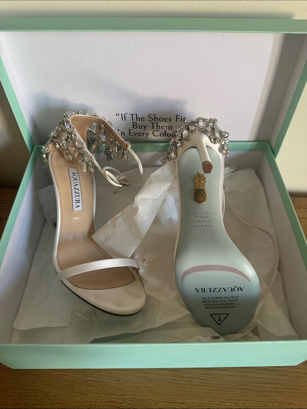 Aquazzura White Embellished Ankle-Strap Sandals